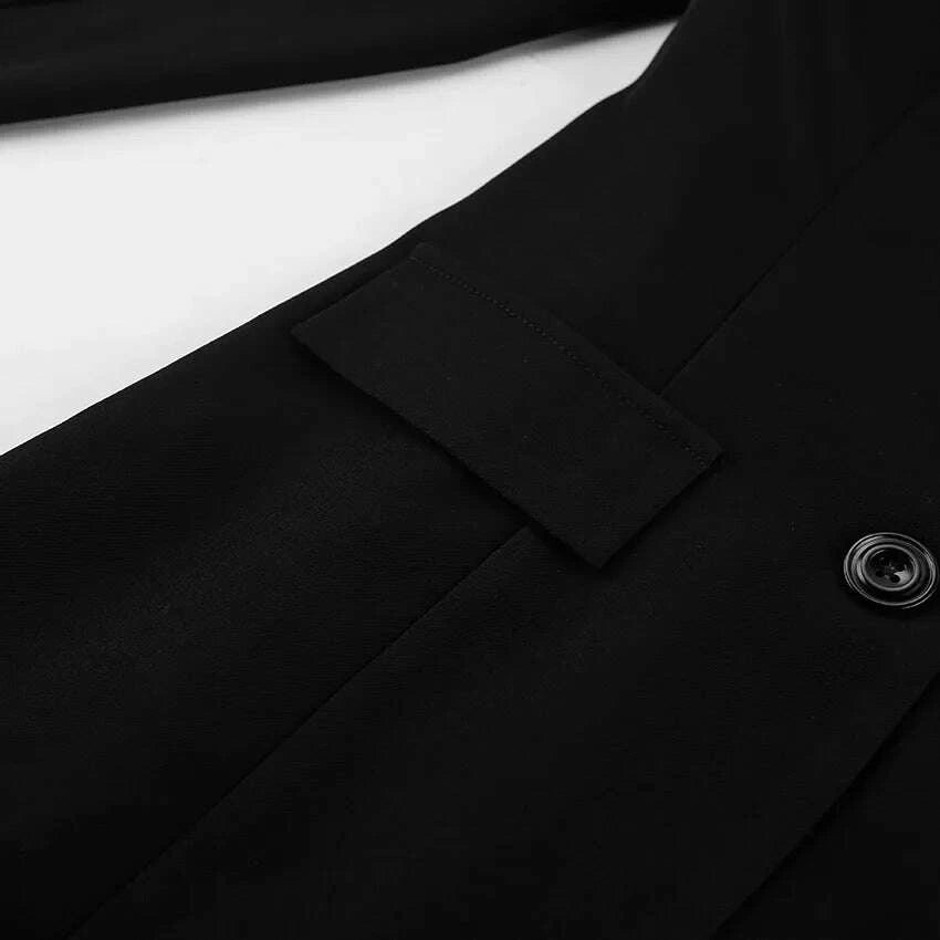 KIMLUD, 2025 Autumn and Winter New Fashion Black Small Suit Solid Jacket Design Sense Lace Splicing Commuting Long Sleeved Top Coat, KIMLUD Womens Clothes