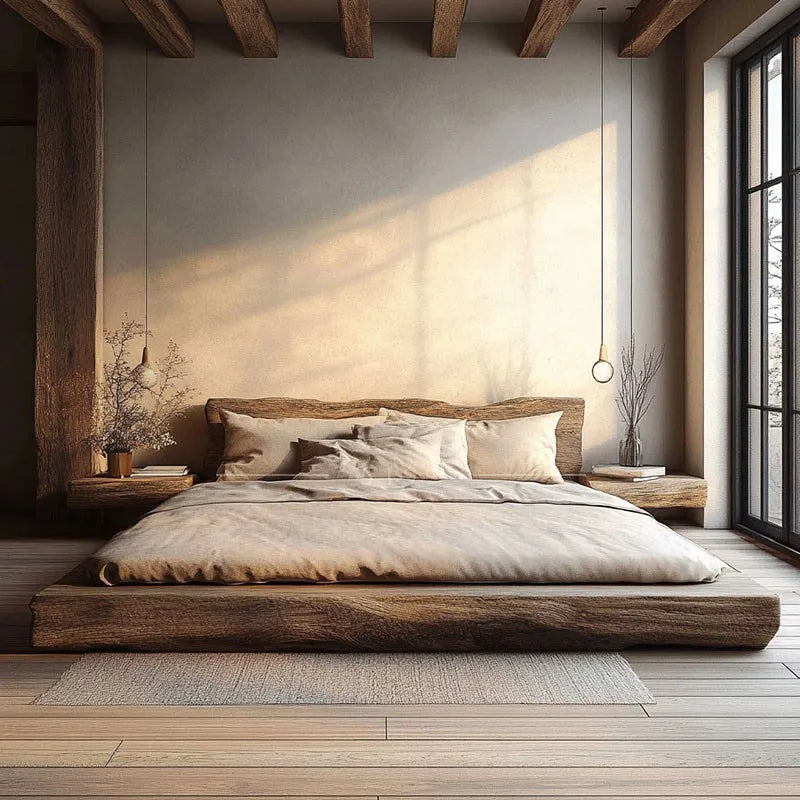 Mahogany Wood Bed Frame Tatami — Mahogany | KIMLUD