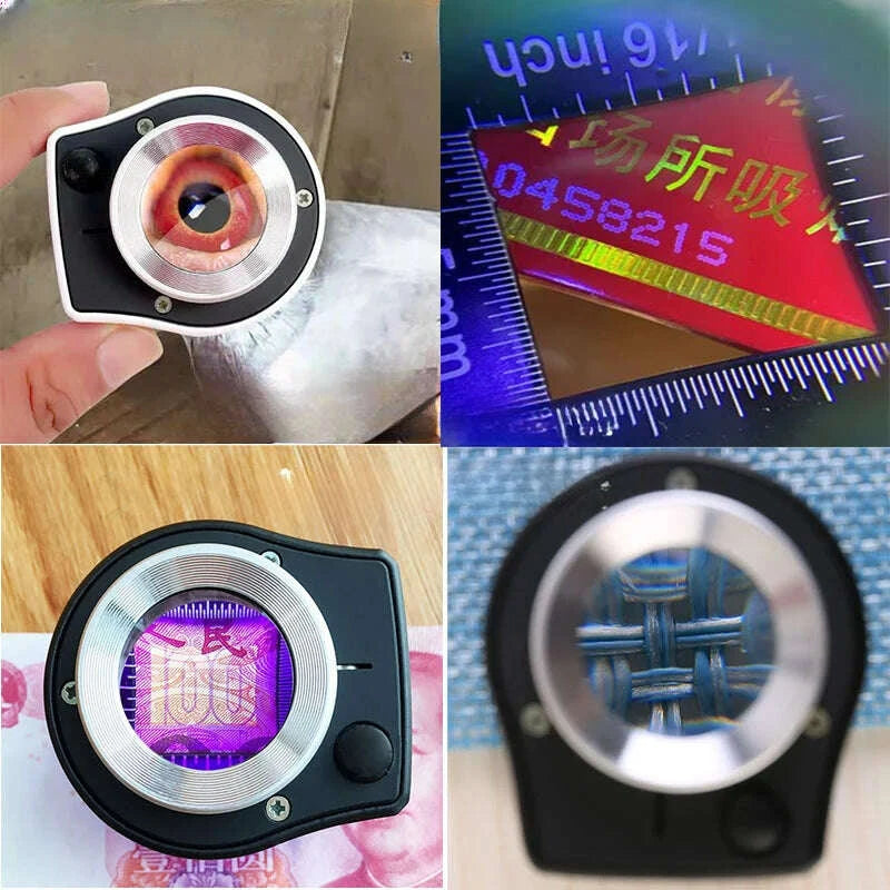 KIMLUD, 60x magnifying glass USB rechargeable Magnifier Glass Optical Glass Lens Loupe with 6 LED UV lights for Coin Stamps Jewelry, KIMLUD Womens Clothes