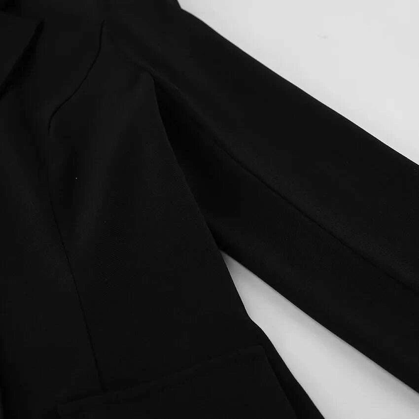 KIMLUD, 2025 Autumn and Winter New Fashion Black Small Suit Solid Jacket Design Sense Lace Splicing Commuting Long Sleeved Top Coat, KIMLUD Womens Clothes