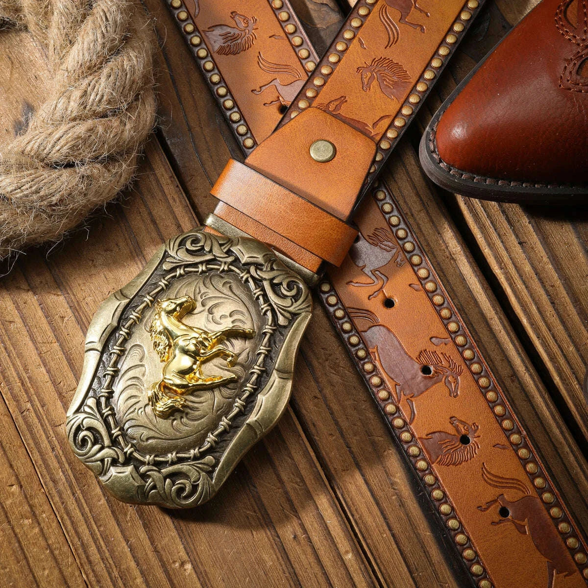 KIMLUD, Vintage and fashion collision! PU leather alloy buckle waistband, for both men and women, to create a personalized western styl, KIMLUD Womens Clothes