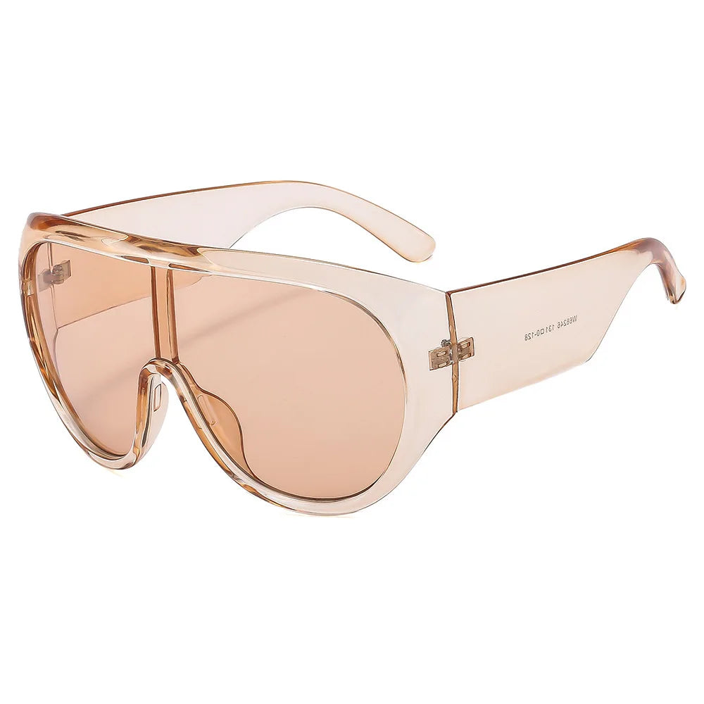 Retro Big Frame Sunglasses Square Pilot — Tea Color | KIMLUD