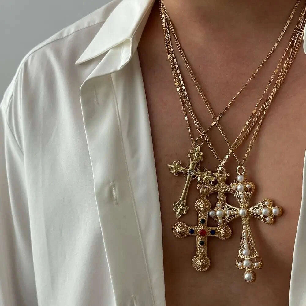 geometric-ethnic-style-men-necklace-silver-pearl-cross-pendant-necklace-jewelry-accessories-golden-rhinestone-necklace-womenkimlud-womens-clothes-35083589