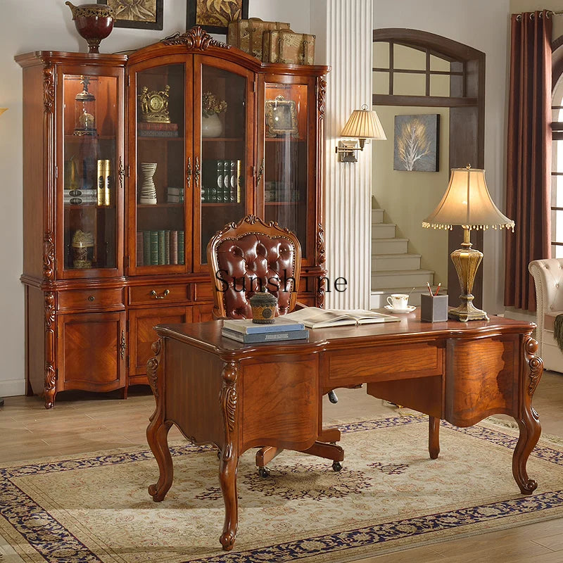 American solid wood four-door large bookcase large capacity shelf