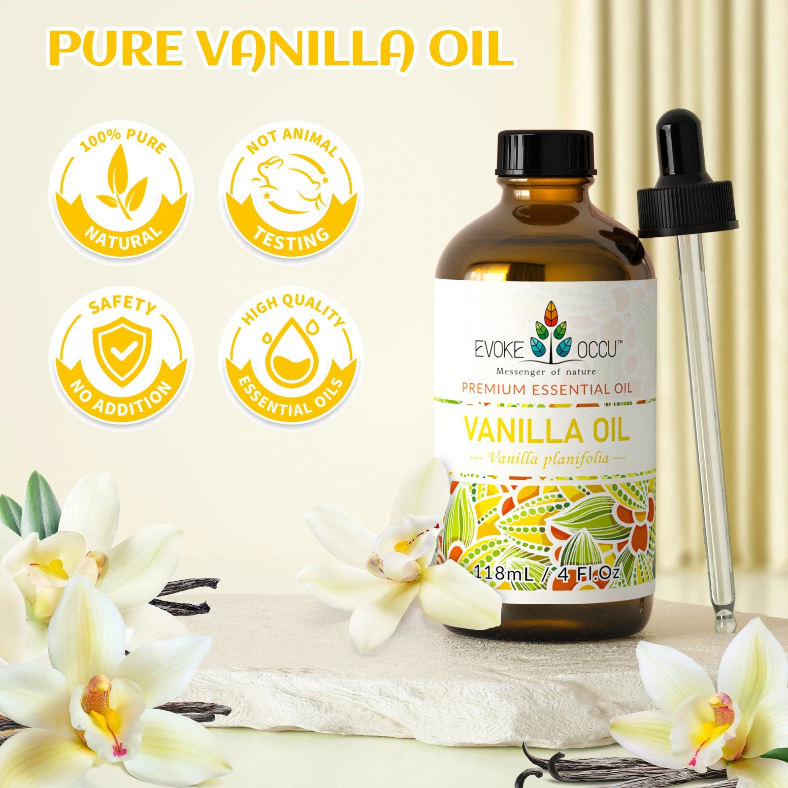 Vanilla Essential Oil For Massage And Spa Diffuser Ylang Rose Orange Notes — Amber | KIMLUD