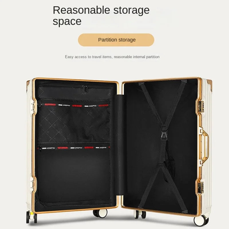 Aluminum Frame Lightweight Travel Suitcase — White | KIMLUD