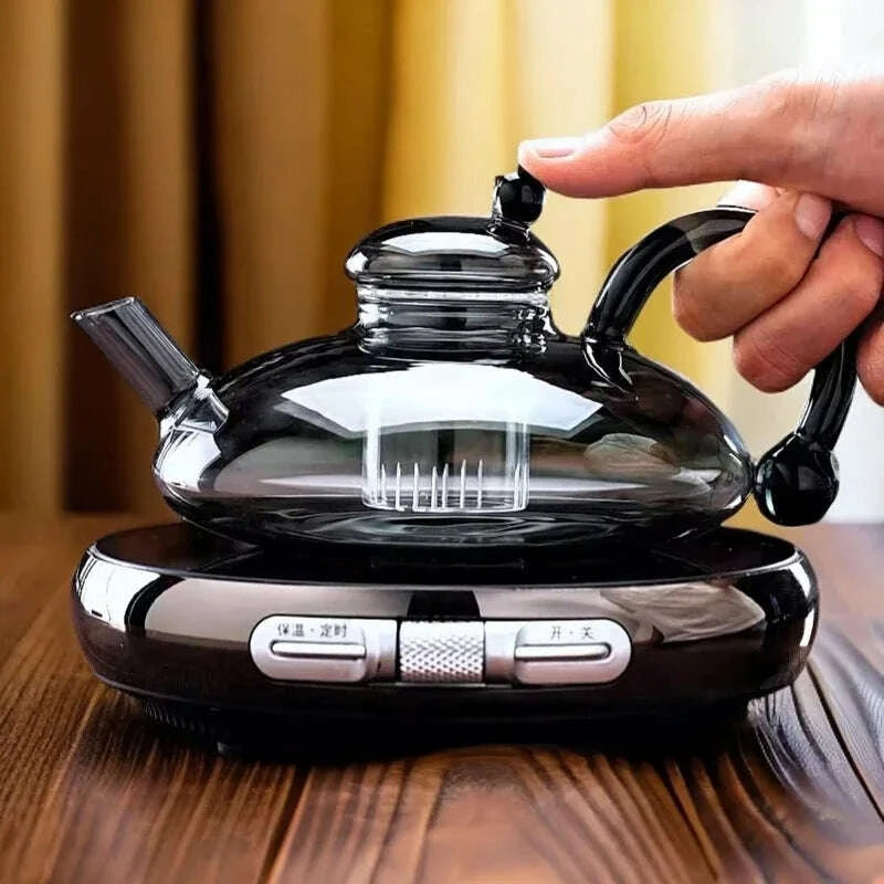 KIMLUD, Tea Coffee Pot Nordic Light Luxury Big Belly Fu Mouse Pot Glass Electric Ceramic Stove Brewing Teapot Set New High-end, KIMLUD Womens Clothes