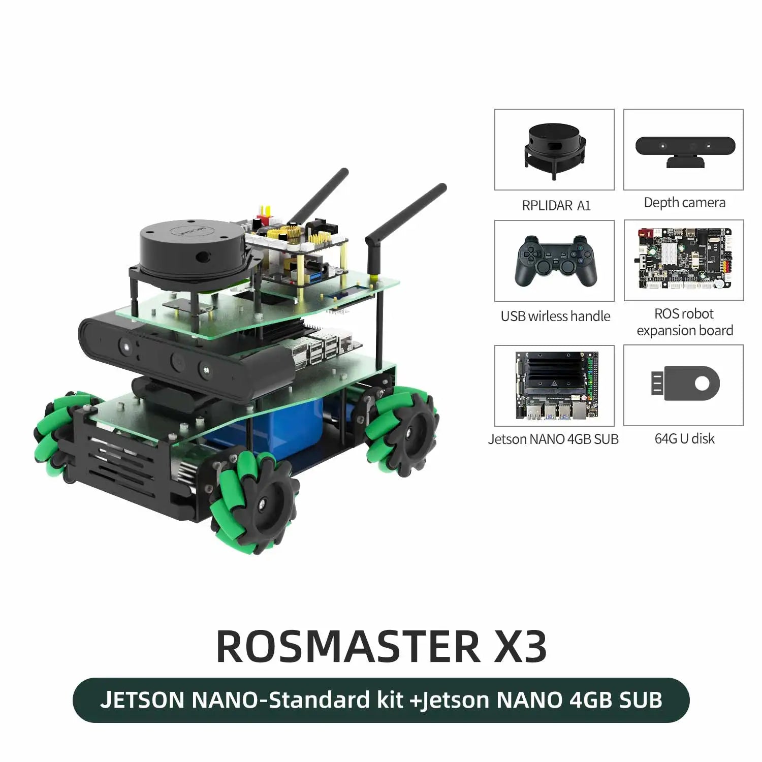 ROSMASTER X3 ROS2 Robot Aluminum Alloy Frame Autopilot Lidar Mapping for Jetson NANO Orin NX SUPER Orin NANO SUPER Raspberry Pi5