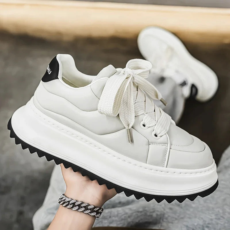Chunky Sneaker – Height Platform – Microfiber Leather – Lace-Up | KIMLUD
