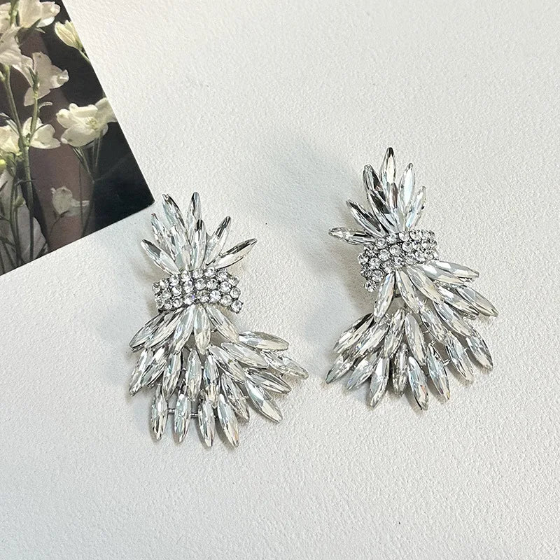 Crystal Dazzle Earrings Paved Drop — Crystal | KIMLUD