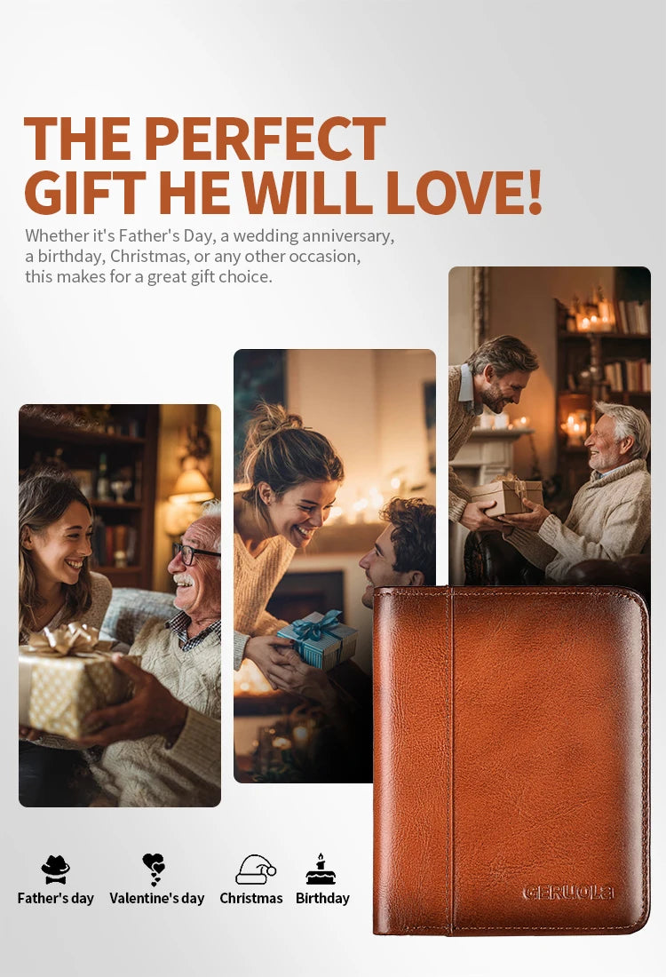 Compact Wallet – RFID Protected – Top-Grain Brown Leather – Gradient Finish | KIMLUD