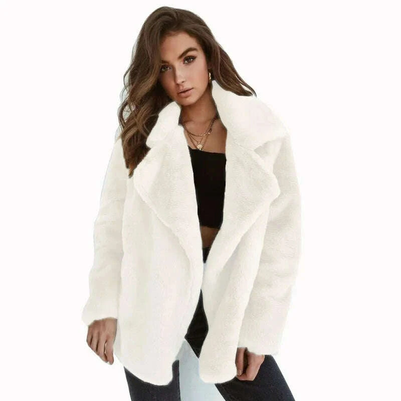 KIMLUD, Fashionable autumn and winter WISH jacket sexy plush lapel slim jacket, KIMLUD Womens Clothes