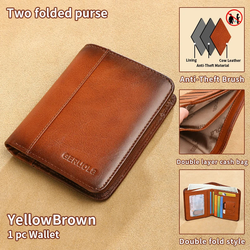 Compact Wallet – RFID Protected – Top-Grain Brown Leather – Gradient Finish | KIMLUD