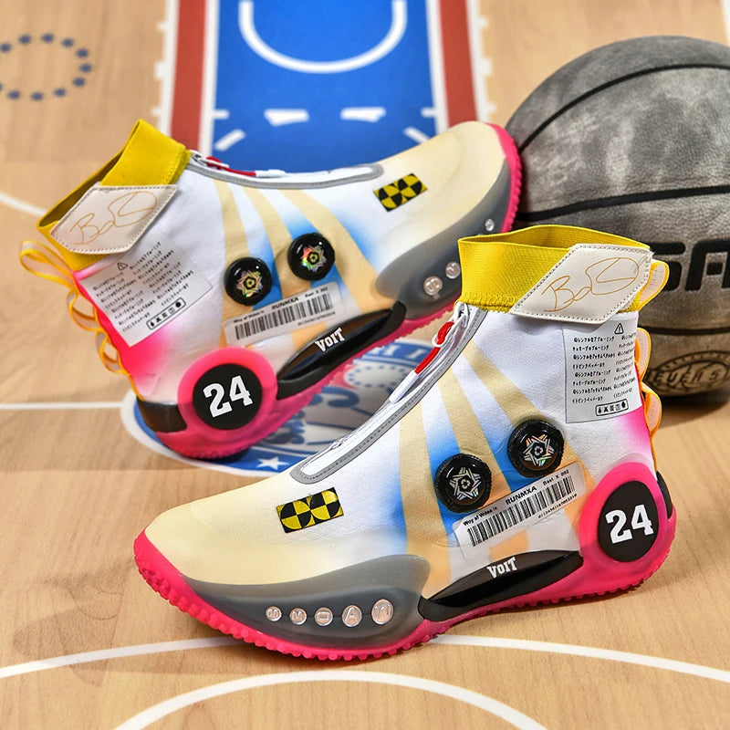 New basketball shoes male high top students wear-resistant outdoor concrete actual combat flying woven breathable combat boots