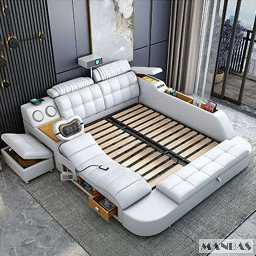 mingdibao-tech-smart-genuine-leather-bed-multifunctional-ultimate-beds-massage-tatami-bed-with-projecter-upholstered-camakimlud-womens-fashion-34604070