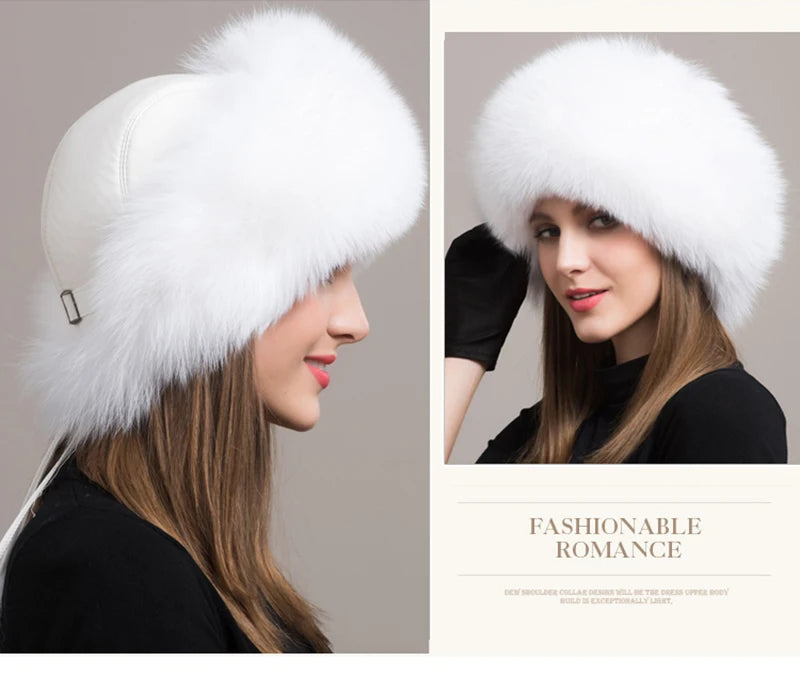 Fox Fur Hat – Real Fox Fur – Winter Warm Cap For Women | KIMLUD