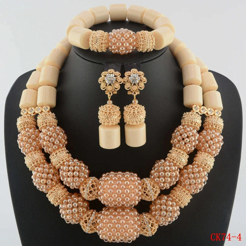 nigerian-wedding-artificial-coral-beads-jewelry-set-golden-pendant-necklace-for-women-nigeria-bridal-costume-necklace-setkimlud-womens-fashion-34624815