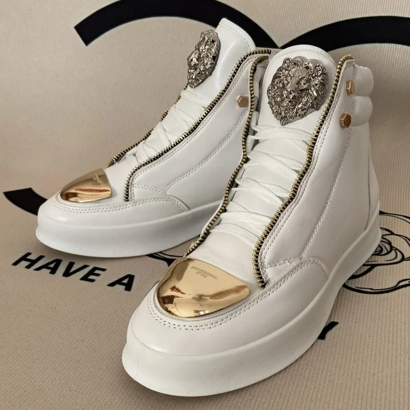High-Top Zip-Decorated Sneaker With Breathable Mesh Lining — Black | KIMLUD