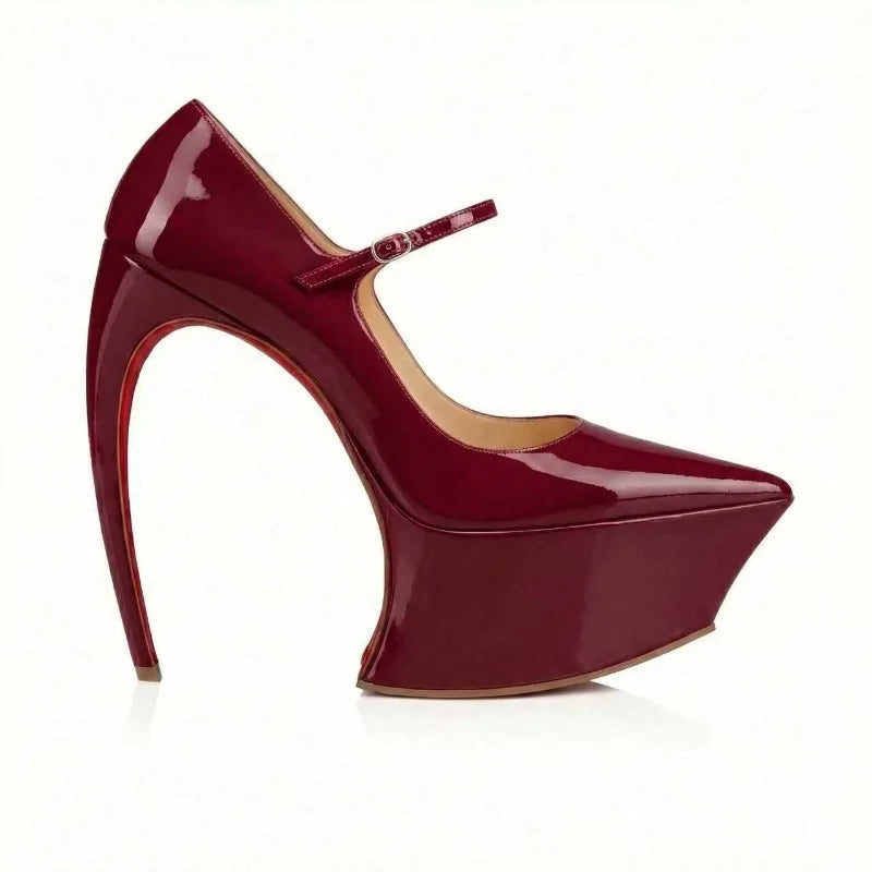 Butterfly-Knot Ankle Strap Pumps Platform — Black | KIMLUD