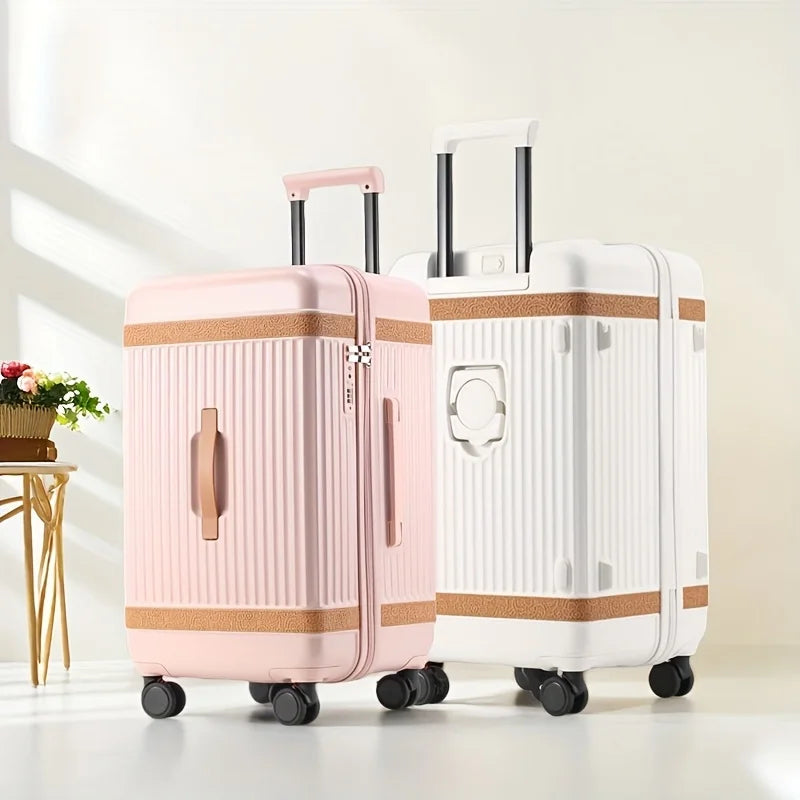 Hardshell ABS+PC Suitcase Large-Capacity With USB Port — White | KIMLUD