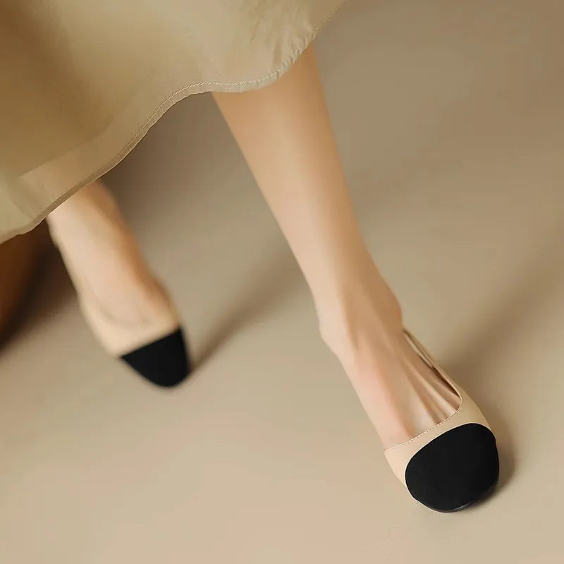 2025 Summer Women Luxury High Heels Shoes for Woman's Color Splicing Mixed Color Round Toe Sandals Ladies Slippers Casual Shoes