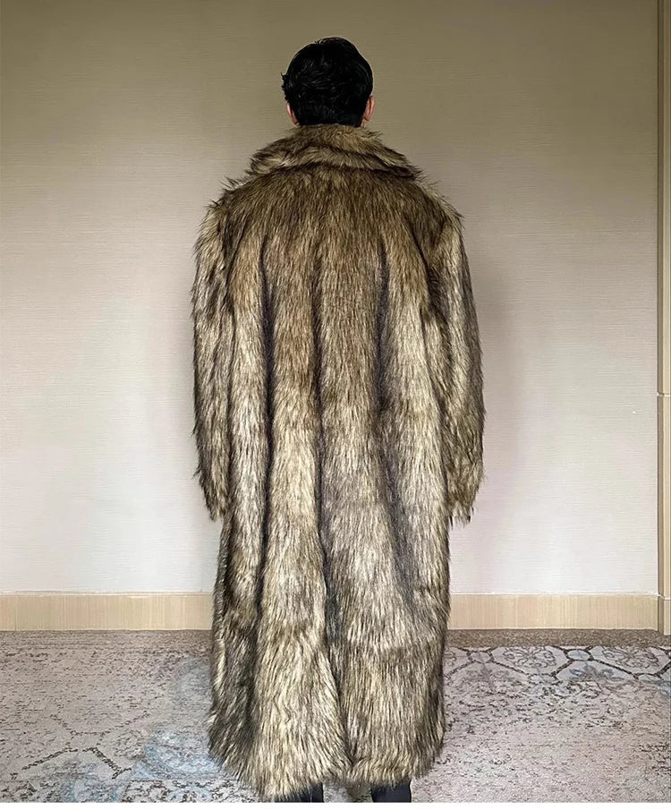Fur Coat – Lapel Long Overcoat – Wolf Fur, Fox Fur | KIMLUD