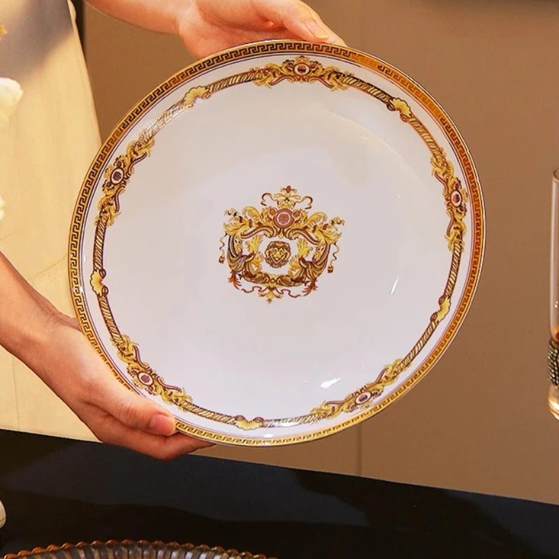 Gilded Bone China Dinnerware Set 60-Piece — Ivory | KIMLUD