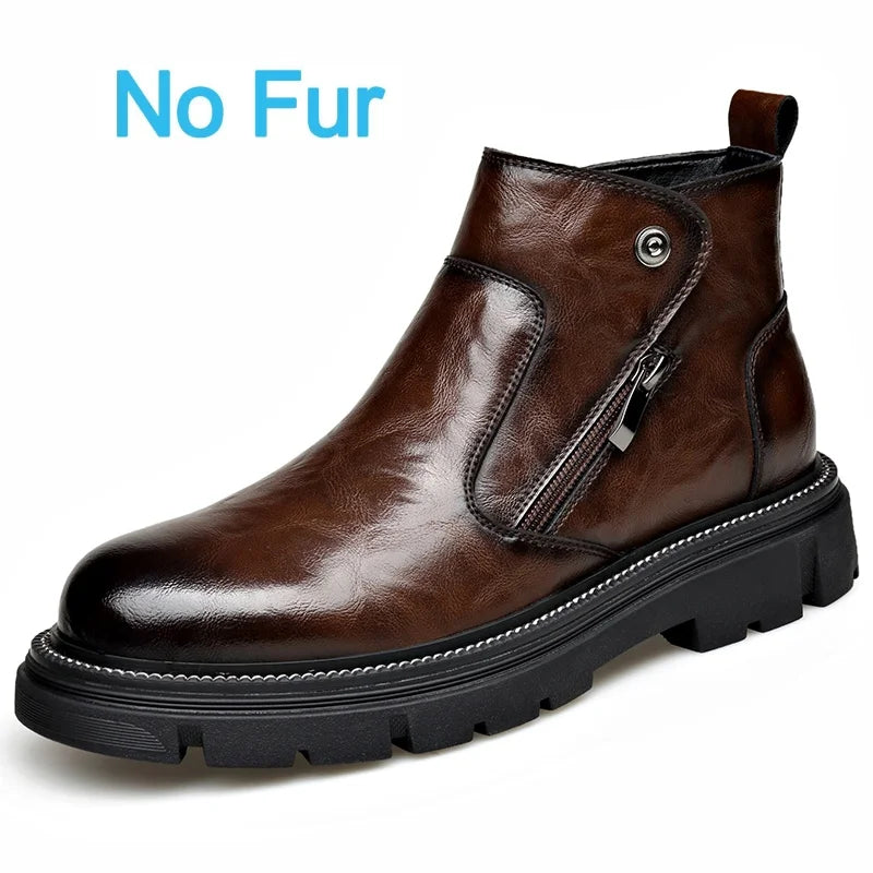 Men's Leather Boots – Non-Slip High Top Casual – Genuine Leather | KIMLUD