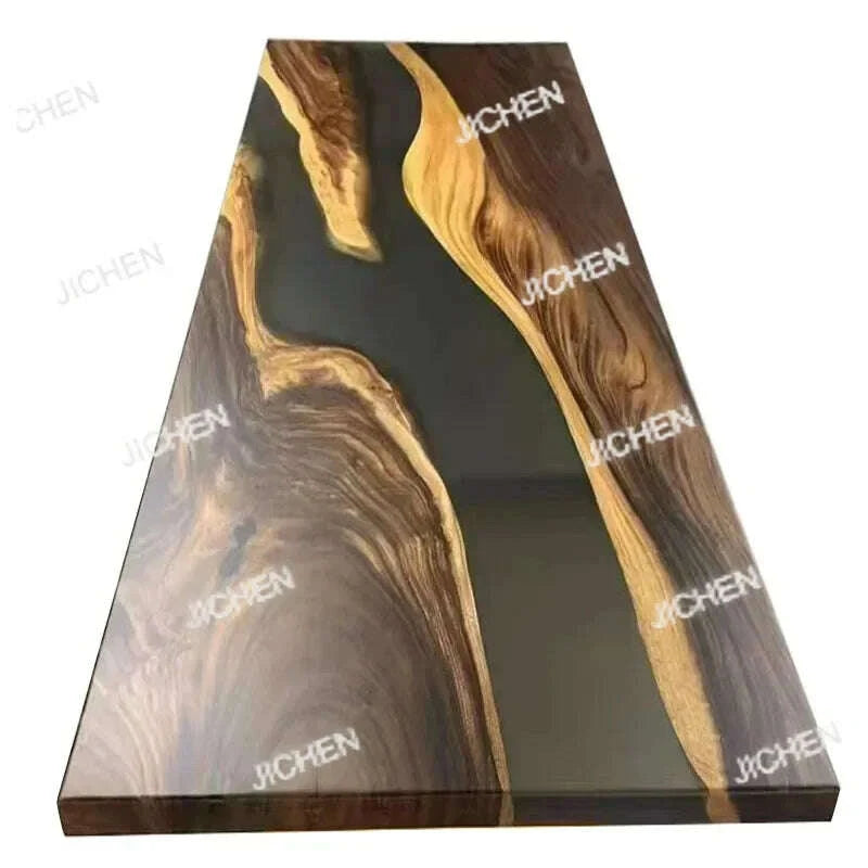 KIMLUD, JC Resin Table Spot River Table Walnut Solid Wood Large Board Tea Table Resin Large Board Tea Gold Camphor Desk, KIMLUD Womens Clothes