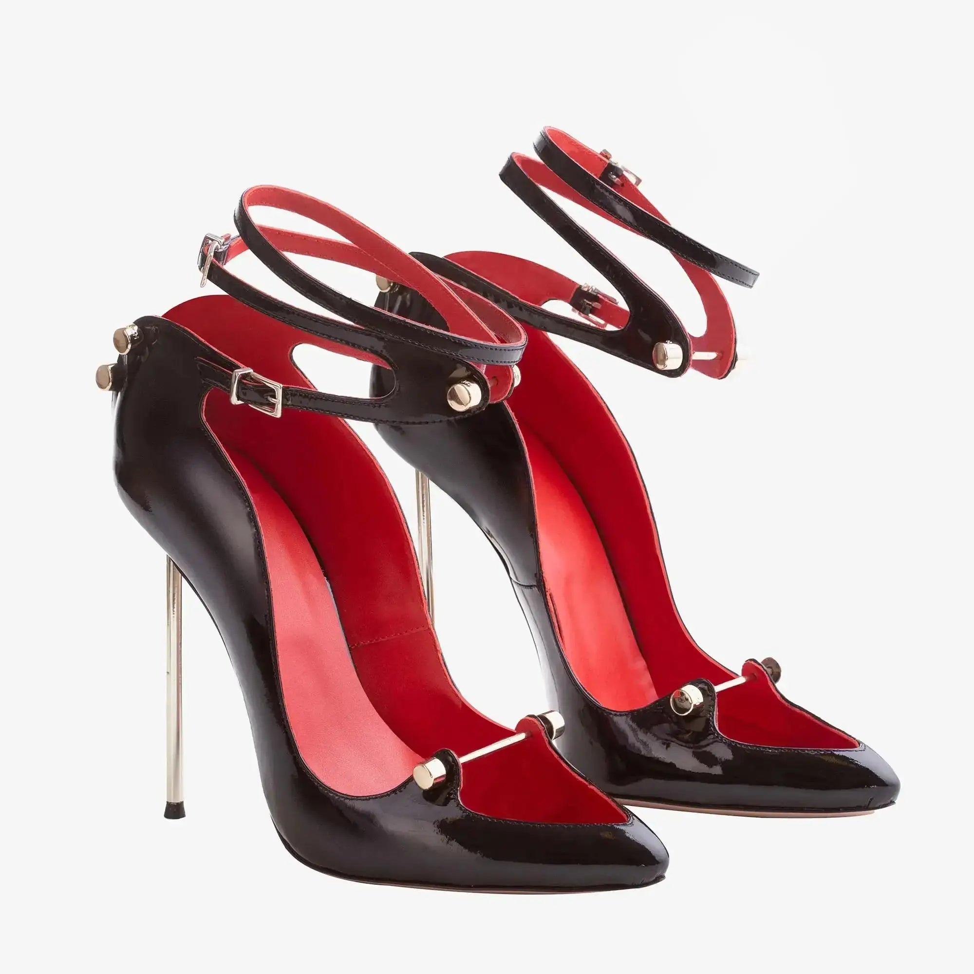Crystal Embellished Patent Leather Pumps Crystal Trim — Black | KIMLUD
