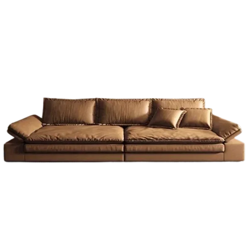 Leather-Like Sofa With Wooden Frame — Chestnut Brown | KIMLUD