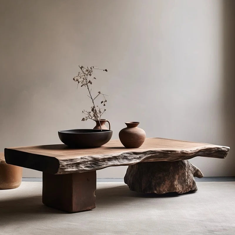 Solid Wood Coffee Table Minimalist Modern — Natural Wood | KIMLUD