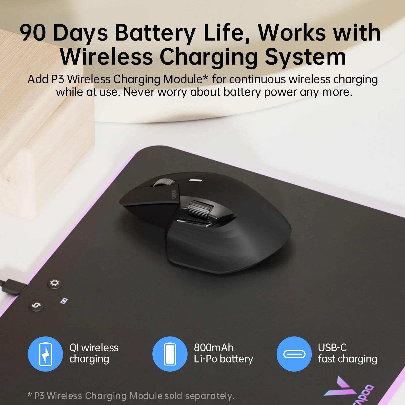 Ergonomic Matte Mouse Multi-Mode Bluetooth 4000 DPI — Graphite Gray | KIMLUD