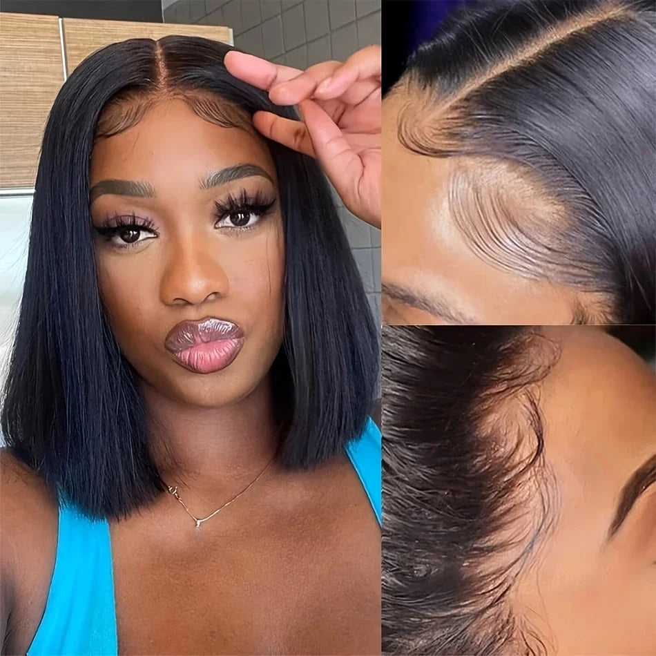 Lace Front Wig - 250% Remy Brazilian Hair - Bone Straight Bob | KIMLUD