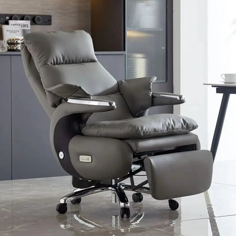 Leather Office Chair High-Back Executive — Black | KIMLUD