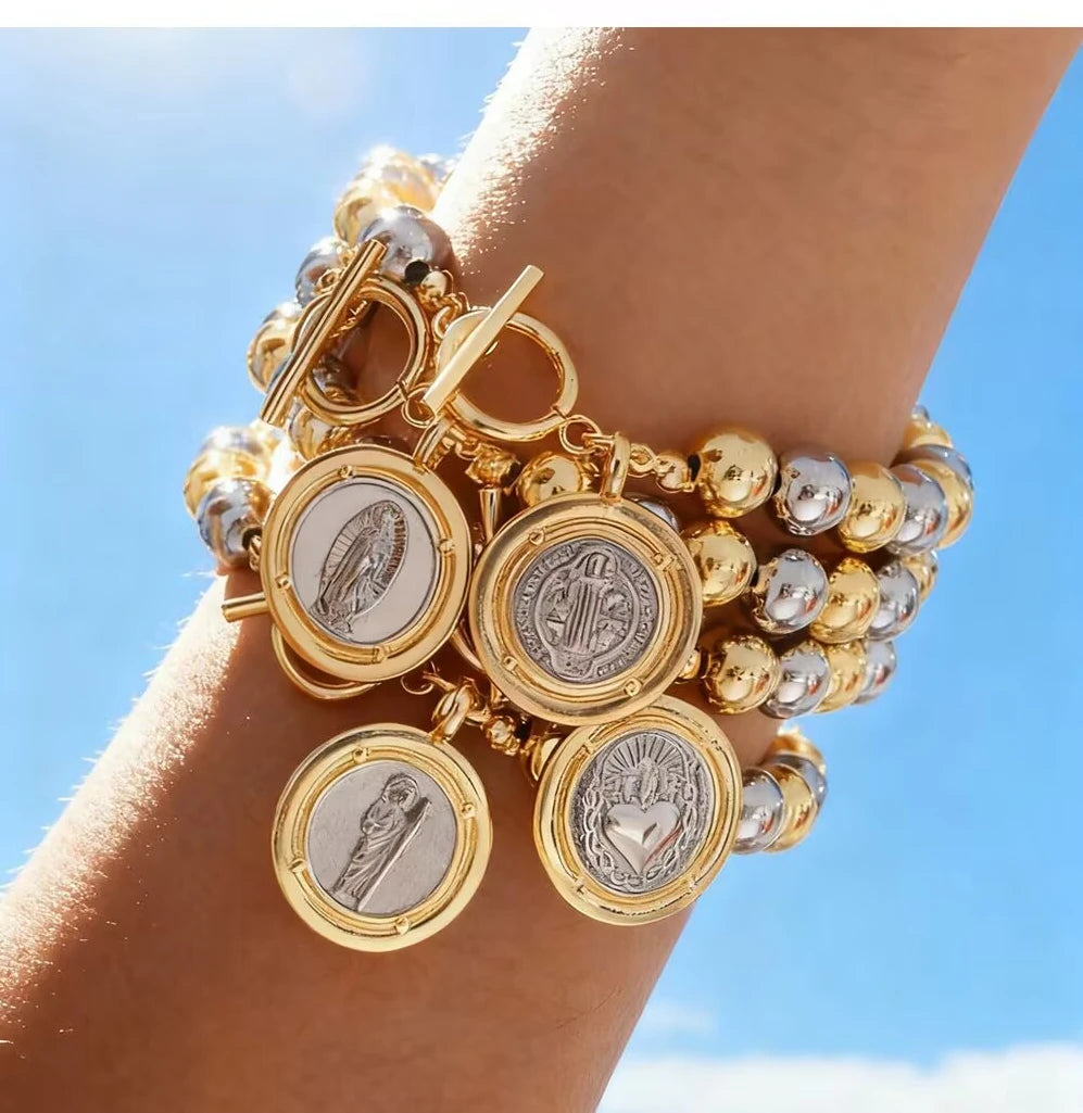 18K Gold Plated Beaded Elite Bracelet — Gold | KIMLUD