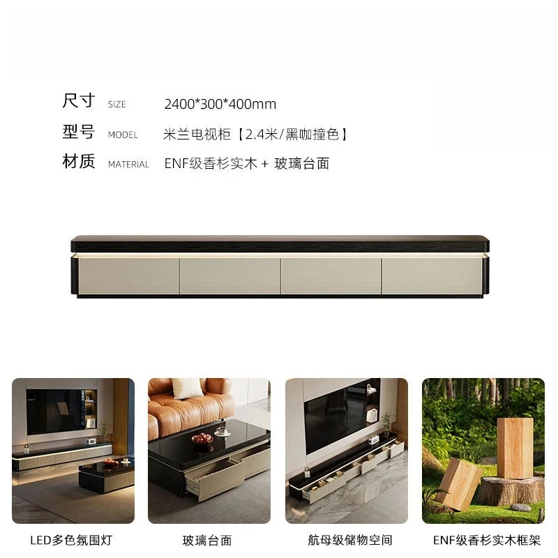 Sculpted Wood TV Stand With Sliding Doors — White | KIMLUD