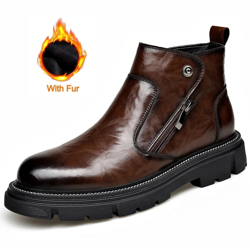 Men's Leather Boots – Non-Slip High Top Casual – Genuine Leather | KIMLUD
