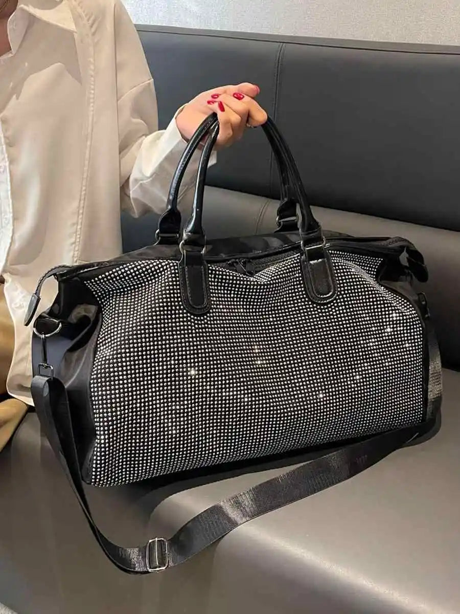 Bags & Handbags Rhinestone Travel Bag Polyester Crossbody — Crystal | KIMLUD