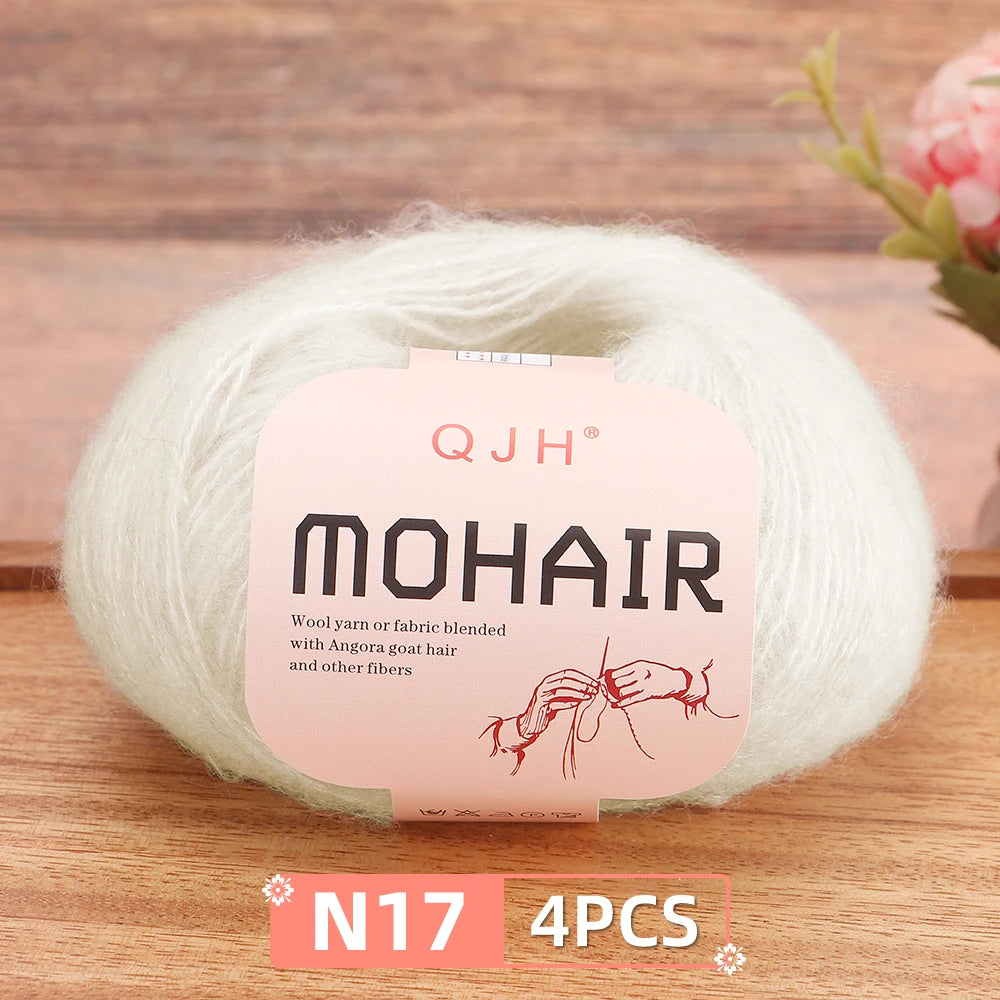 Mohair Yarn Set 4-Skein Bundle, 130m Each — Multicolor | KIMLUD