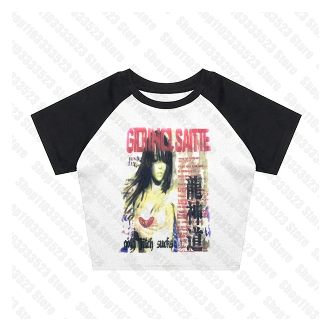 T-Shirt – Graphic Y2K Style – Polyester | KIMLUD