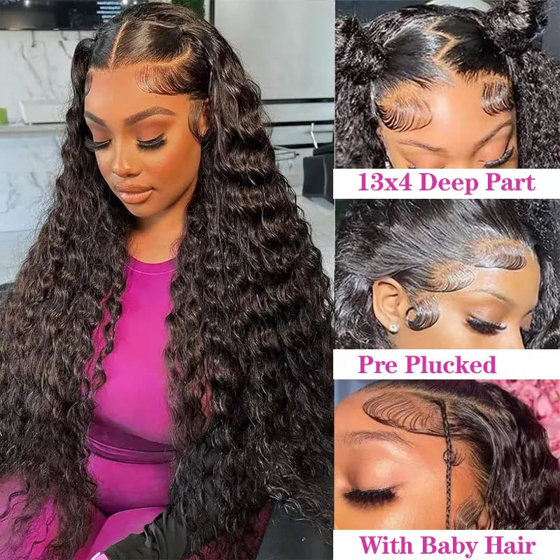 Lace Front Wig – Deep Wave 250 Density – Virgin Human Hair – Transparent | KIMLUD