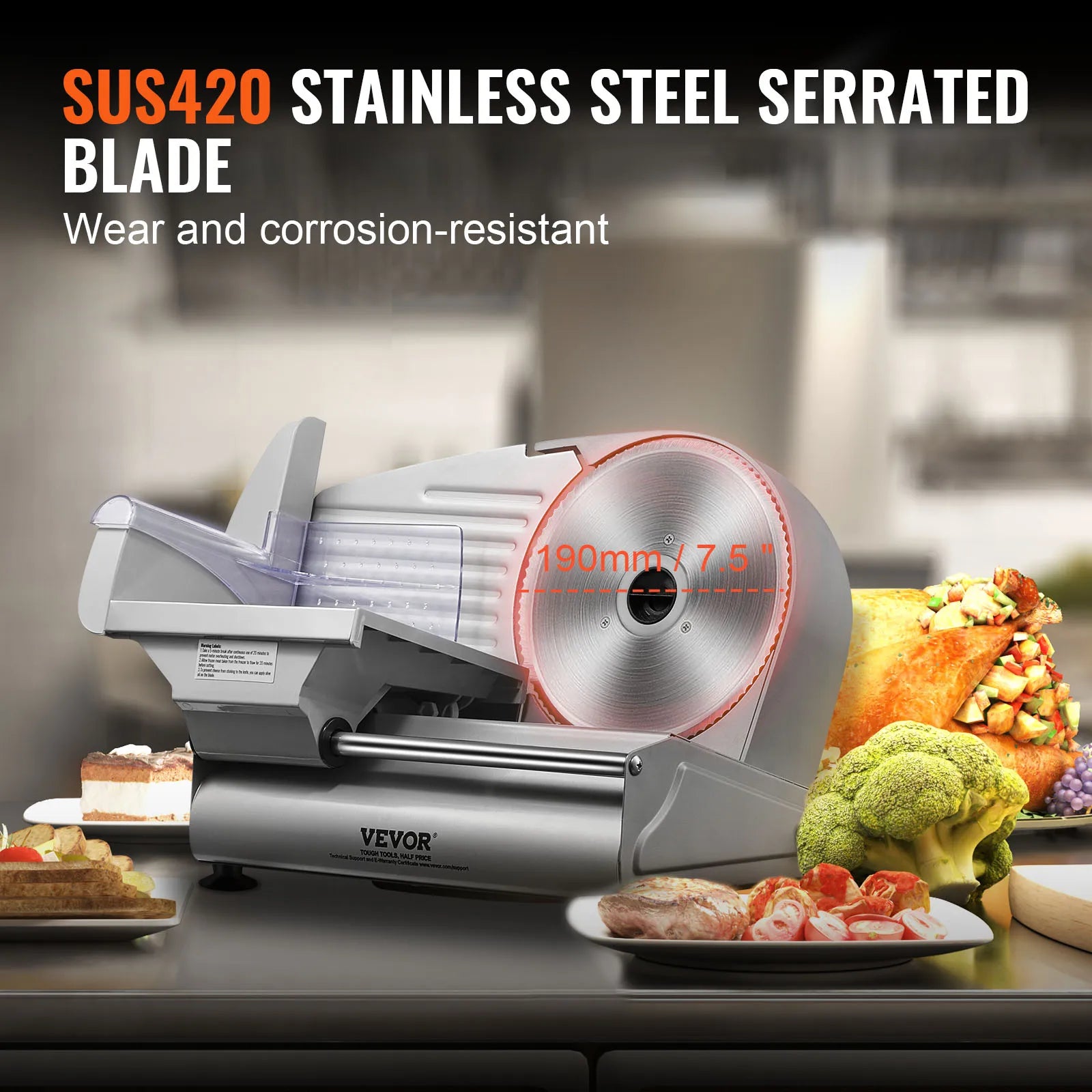 Stainless Steel Meat Slicer Electric — Silver | KIMLUD