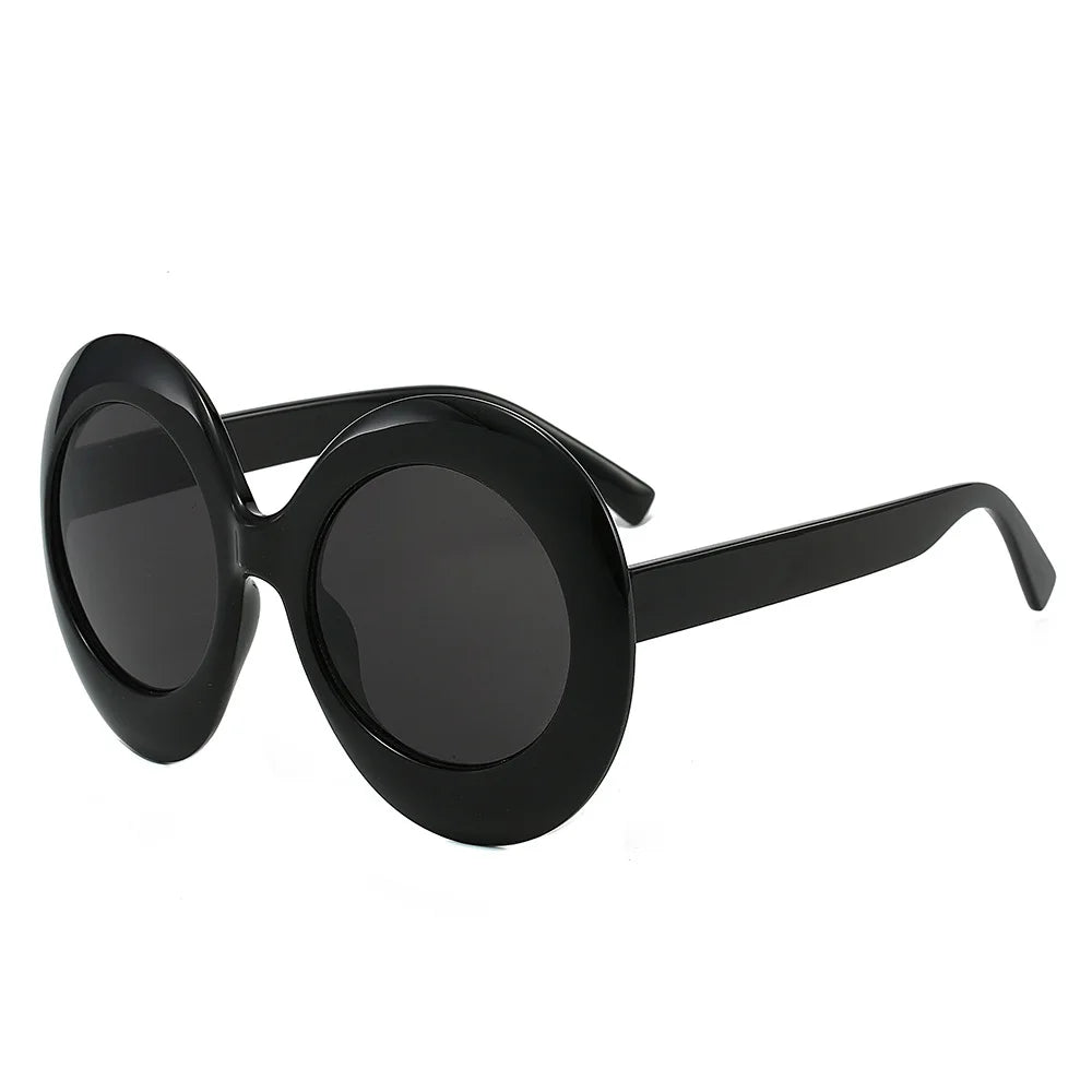Premium Plastic Oversized Oval Sunglasses — Black | KIMLUD
