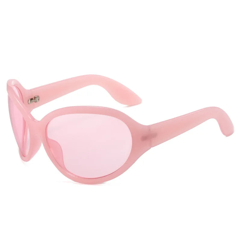 Oversized Punk Oval Sunglasses UV400 — Black | KIMLUD