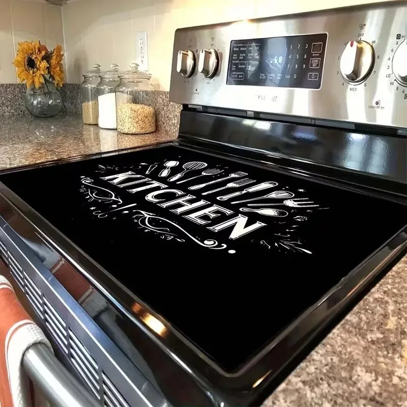 Rubber Stove Cover Mat Tree Design With Intricate Branches — Black | KIMLUD