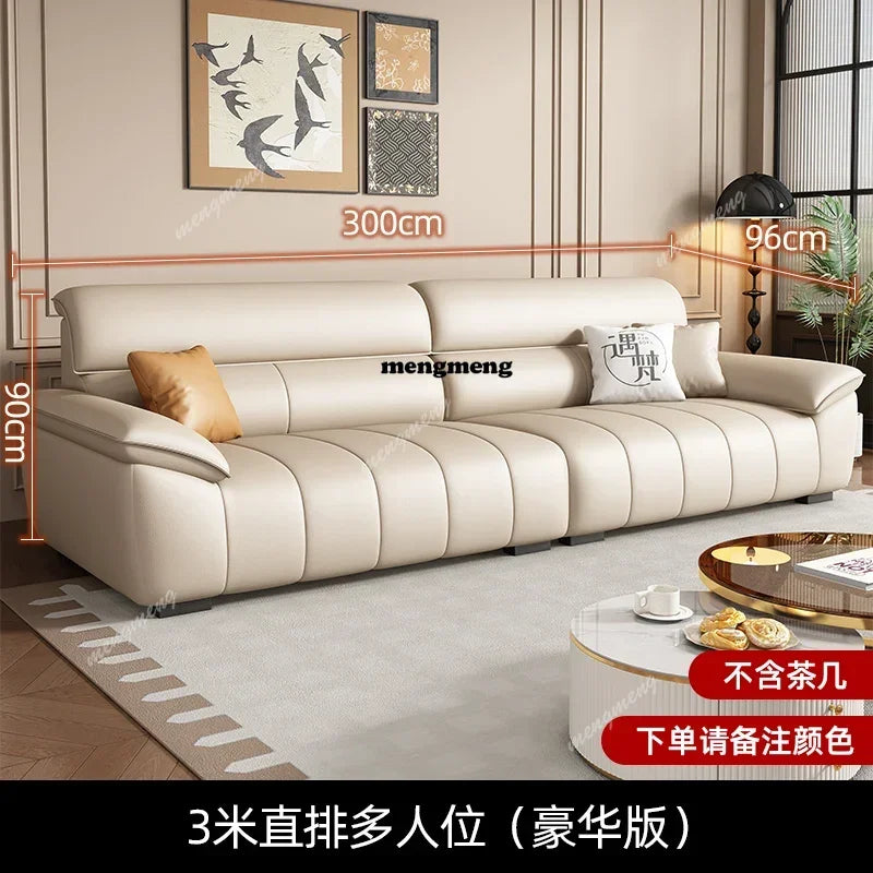 Genuine Leather Fancy Sofas Living Room Unique Lounge Floor Couches Puffs Italian Modern Divani Da Soggiorno Hotel Furniture