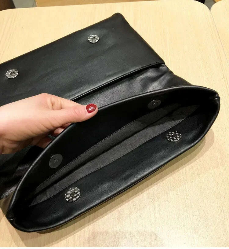 KIMLUD, Designer bag clutch party purse bag genuine leather women large big dumplings crimping pillow bag pouch Cloud Bags, KIMLUD Womens Clothes