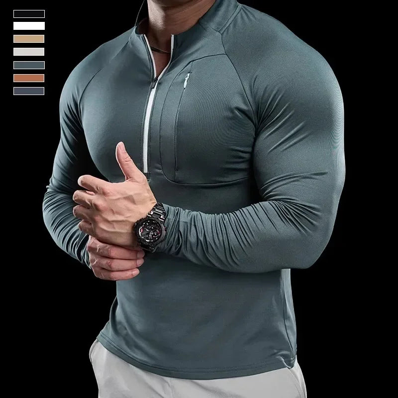 Technical Knit Long-Sleeve T-Shirt Quick-Dry — Sand Beige | KIMLUD