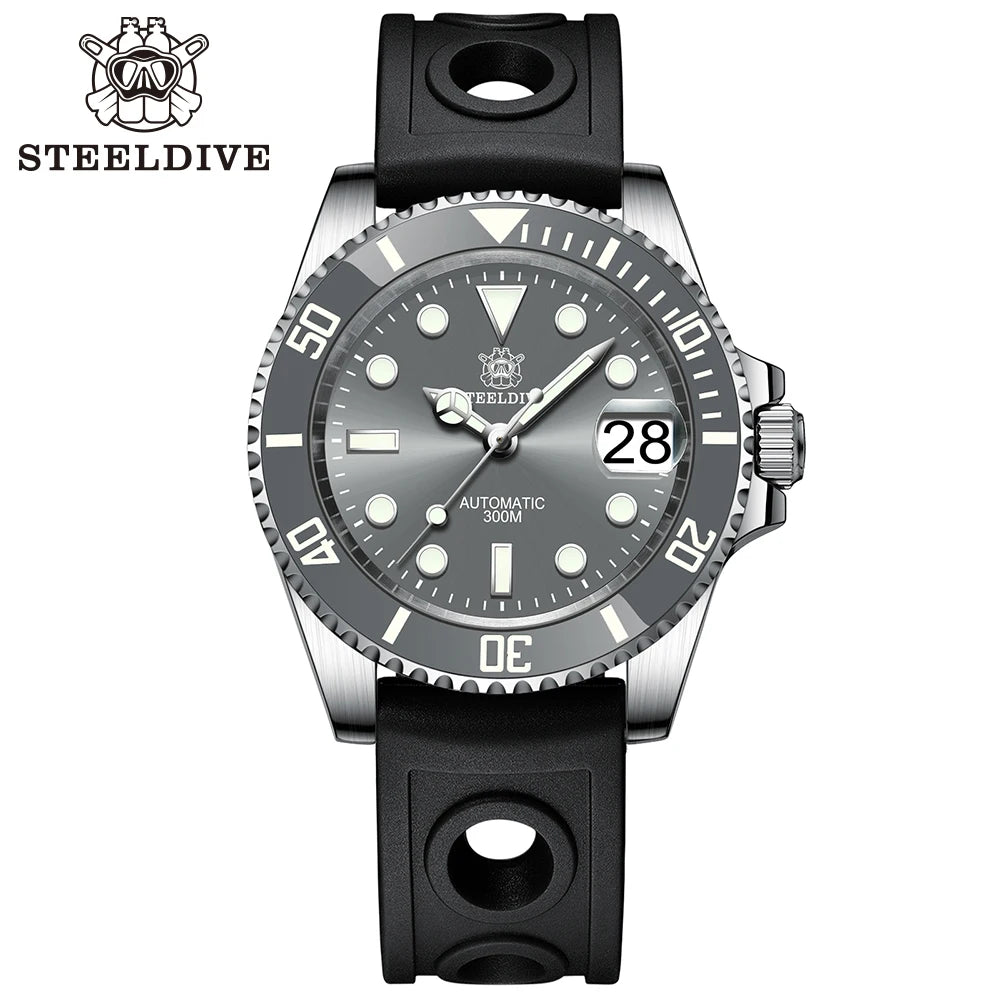 SD1953 New In Gray Dial Stainless Steel NH35 Watch Steeldive 41mm STEELDIVE Brand Sapphire Glass Men Diver Watches reloj hombre